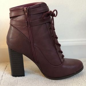 Just Fab Burgundy Heeled Booties